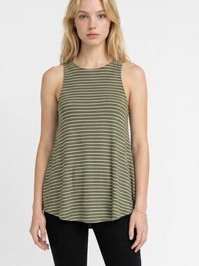 Derek Heart Womens Green Stripes Tank Top size M